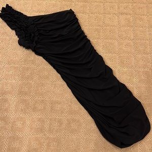 Aqua little black dress one shoulder ruffled and rouched. Size xs